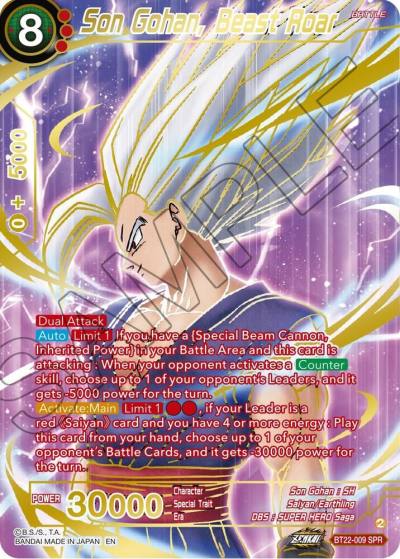 Son Gohan Beast Roar SPR BT22-009 Critical Blow Dragonball Super card