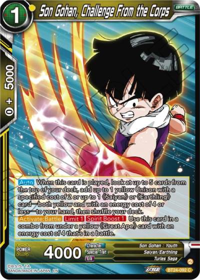 Son Gohan Challenge From the Corps BT24-092 Beyond Generations Dragonball Super card