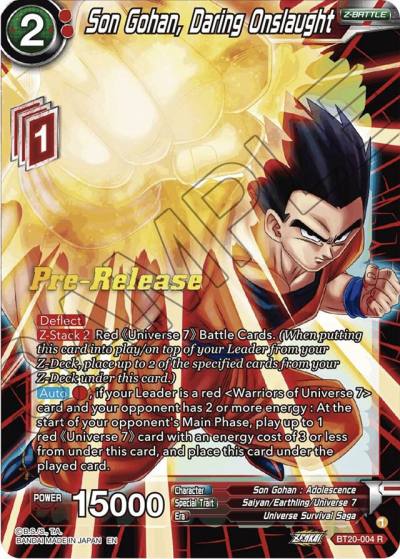 Son Gohan Daring Onslaught BT20-004 Power Absorbed Pre-Release Cards Dragonball Super card