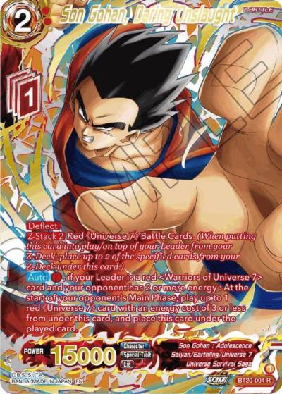 Son Gohan Daring Onslaught Gold Stamped BT20-004 Power Absorbed Dragonball Super card