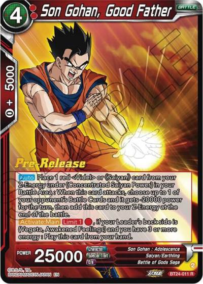 Son Gohan Good Father BT24-011 Beyond Generations Pre-Release Cards Dragonball Super card
