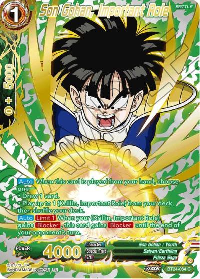 Son Gohan Important Role Collector Booster Gold BT24-064 Beyond Generations Dragonball Super card