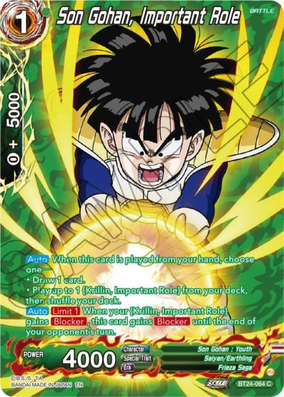 Son Gohan Important Role Collector Booster Silver BT24-064 Beyond Generations Dragonball Super card