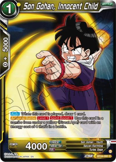 Son Gohan Innocent Child Foil BT24-091 Beyond Generations Dragonball Super card