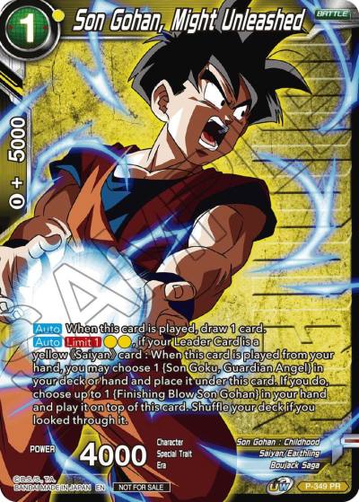 Son Gohan Might Unleashed Winner Stamped P-349 Tournament Promotion Cards Dragonball Super card
