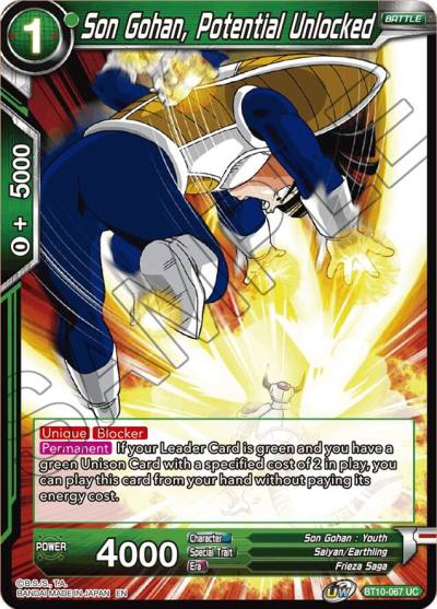 Son Gohan Potential Unlocked BT10-067 Rise of the Unison Warrior Dragonball Super card