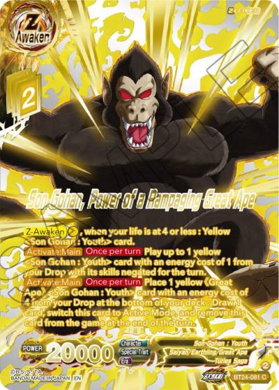 Son Gohan Power of a Rampaging Great Ape Collector Booster Gold BT24-081 Beyond Generations Dragonball Super card