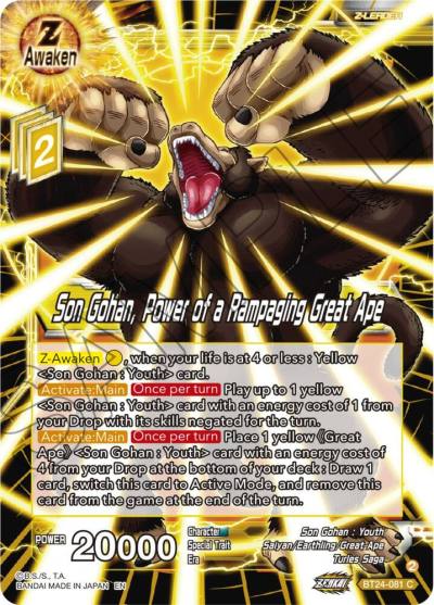 Son Gohan Power of a Rampaging Great Ape Foil BT24-081 Beyond Generations Dragonball Super card