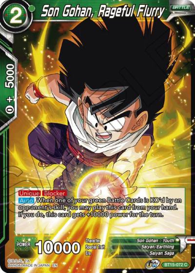 Son Gohan Rageful Flurry BT15-072 Saiyan Showdown Dragonball Super card