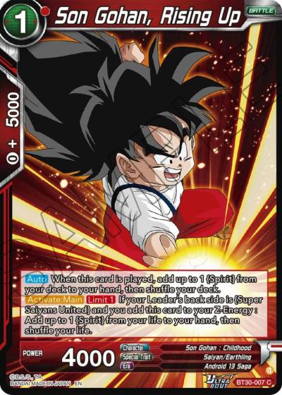 Son Gohan Rising Up BT30-007 Three Glorious Fighters Dragonball Super card
