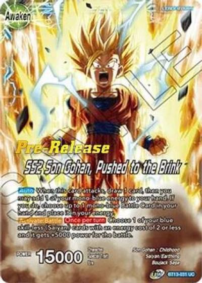 Son Gohan SS2 Son Gohan Pushed to the Brink BT13-031 Supreme Rivalry Pre-Release Cards Dragonball Super card