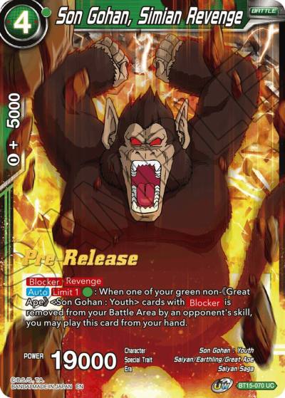 Son Gohan Simian Revenge BT15-070 Saiyan Showdown Pre-Release Cards Dragonball Super card