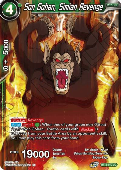 Son Gohan Simian Revenge BT15-070 Saiyan Showdown Dragonball Super card