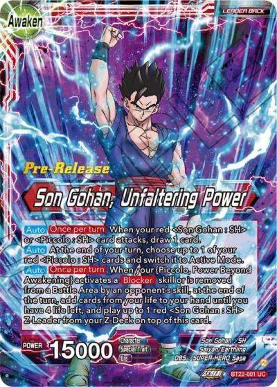 Son Gohan Son Gohan Unfaltering Power BT22-001 Critical Blow Pre-Release Cards Dragonball Super card