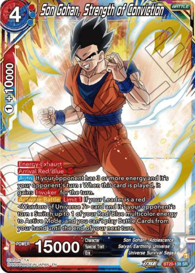 Son Gohan Strength of Conviction BT20-138 Power Absorbed Dragonball Super card