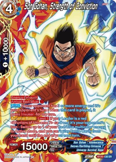 Son Gohan Strength of Conviction Silver Foil BT20-138 Power Absorbed Dragonball Super card