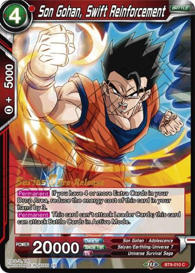 Son Gohan Swift Reinforcement BT9-010 Universal Onslaught Pre-Release Cards Dragonball Super card