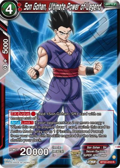Son Gohan Ultimate Power of Legend BT22-010 Critical Blow Dragonball Super card