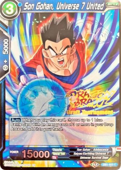 Son Gohan Universe 7 United Dragon Brawl Draft Tournament Gold Stamped DB1-023 Promotion Cards Dragonball Super card