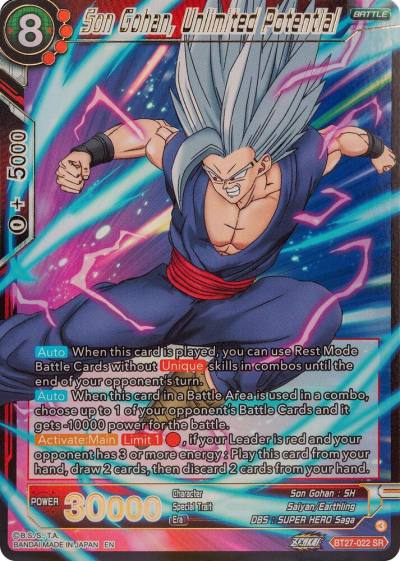 Son Gohan Unlimited Potential BT27-022 History of Z Dragonball Super card