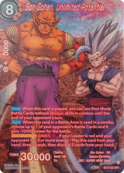 Son Gohan Unlimited Potential SPR BT27-022 History of Z Dragonball Super card