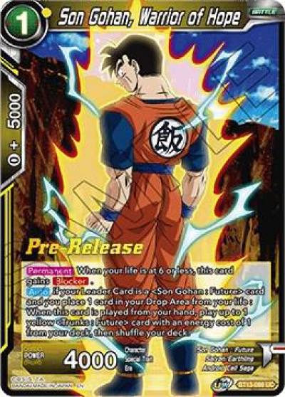 Son Gohan Warrior of Hope BT13-099 Supreme Rivalry Pre-Release Cards Dragonball Super card