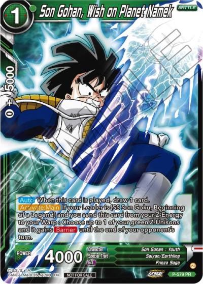 Son Gohan Wish on Planet Namek Zenkai Series Tournament Pack Vol7 P-579 Tournament Promotion Cards Dragonball Super card