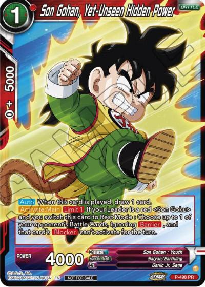Son Gohan Yet Unseen Hidden Power Zenkai Series Tournament Pack Vol4 P-498 Tournament Promotion Cards Dragonball Super card