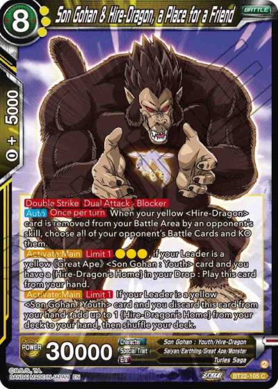 Son Gohan and Hire Dragon a place for a Friend BT22-105 Critical Blow Dragonball Super card