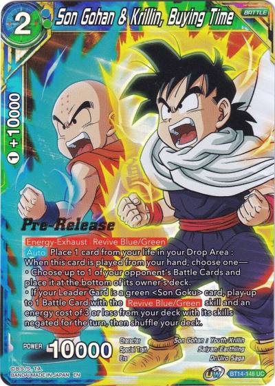 Son Gohan and Krillin Buying Time BT14-148 Cross Spirits Pre-Release Cards Dragonball Super card