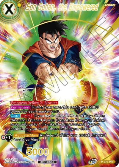 Son Gohan the Empowered Gold Stamped P-377 Promotion Cards Dragonball Super card