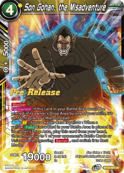 Son Gohan the Misadventure BT15-097 Saiyan Showdown Pre-Release Cards Dragonball Super card