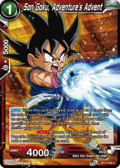 Son Goku Adventures Advent BT17-008 Ultimate Squad Dragonball Super card