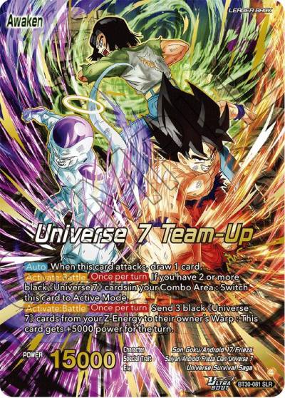 Son Goku Android 17 and Frieza Universe 7 Team Up SLR BT30-081 Three Glorious Fighters Dragonball Super card