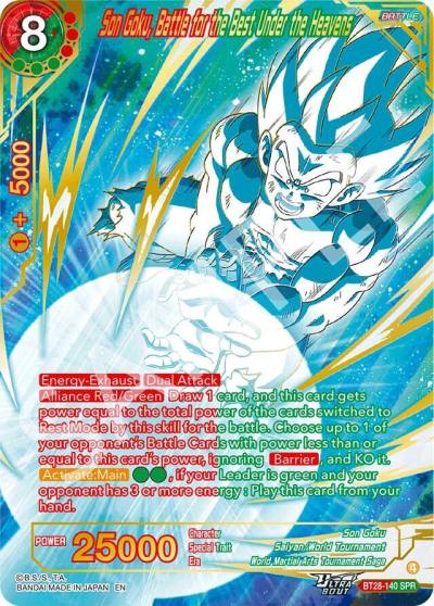 Son Goku Battle for the Best Under the Heavens SPR BT28-140 Prismatic Clash Dragonball Super card