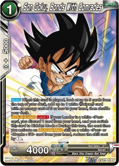 Son Goku Bonds With Comrades BT30-123 Three Glorious Fighters Dragonball Super card