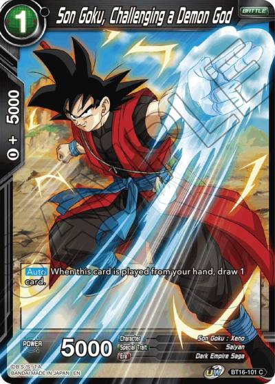 Son Goku Challenging a Demon God BT16-101 Realm of the Gods Dragonball Super card