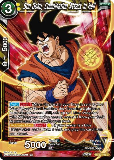 Son Goku Combination Attack in Hell Foil BT22-108 Critical Blow Dragonball Super card