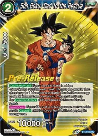 Son Goku Dad to the Rescue BT13-035 Supreme Rivalry Pre-Release Cards Dragonball Super card