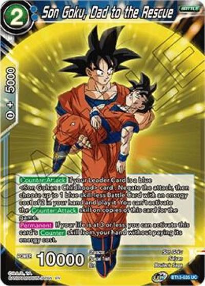 Son Goku Dad to the Rescue BT13-035 Supreme Rivalry Dragonball Super card