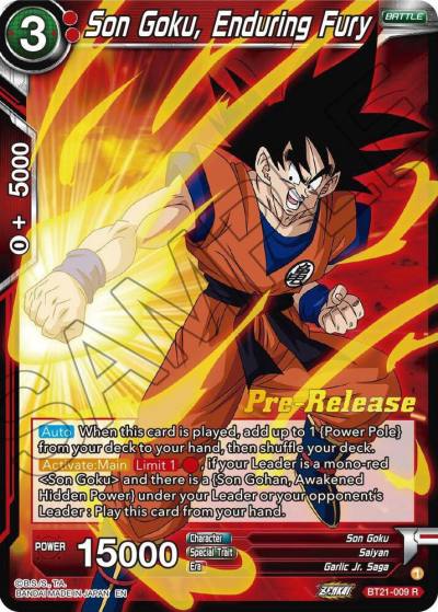 Son Goku Enduring Fury BT21-009 Wild Resurgence Pre-Release Cards Dragonball Super card