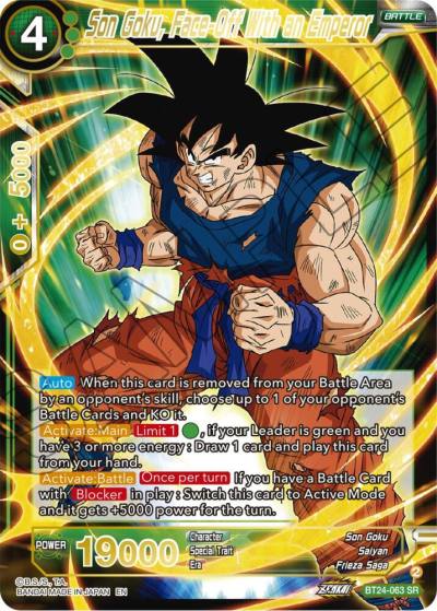 Son Goku Face Off With an Emperor BT24-063 Beyond Generations Dragonball Super card