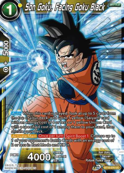 Son Goku Facing Goku Black BT16-076 Realm of the Gods Dragonball Super card