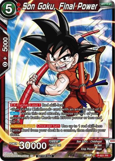 Son Goku Final Power Zenkai Series Tournament Pack Vol8 P-601 Tournament Promotion Cards Dragonball Super card