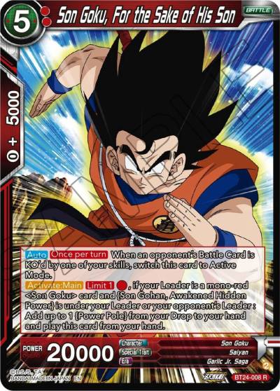 Son Goku For the Sake of His Son Foil BT24-008 Beyond Generations Dragonball Super card