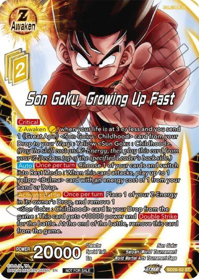 Son Goku Growing Up Fast ZENKAI Celebration Pack SD20-02 Promotion Cards Dragonball Super card
