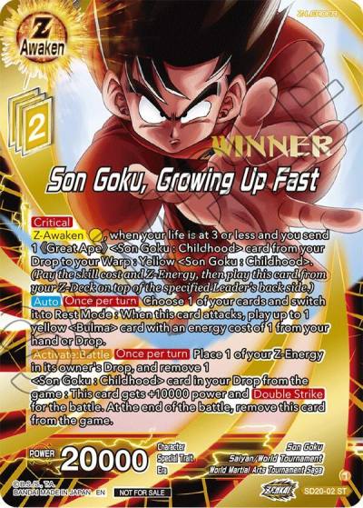 Son Goku Growing Up Fast ZENKAI Celebration Winner Stamped SD20-02 Promotion Cards Dragonball Super card