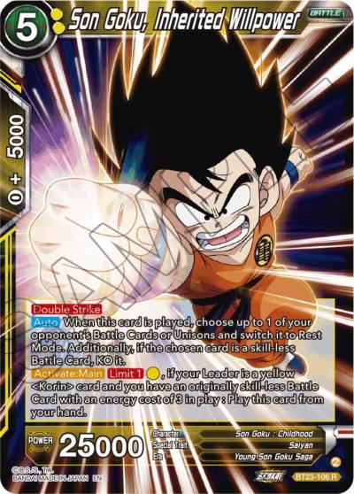 Son Goku Inherited Willpower BT23-106 Perfect Combination Dragonball Super card