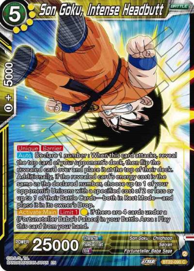 Son Goku Intense Headbutt BT22-090 Critical Blow Dragonball Super card