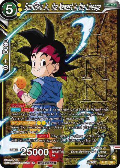 Son Goku Jr the Newest in the Lineage Winner Stamped Zenkai Series Tournament Pack Vol5 P-531 Tournament Promotion Cards Dragonball Super card